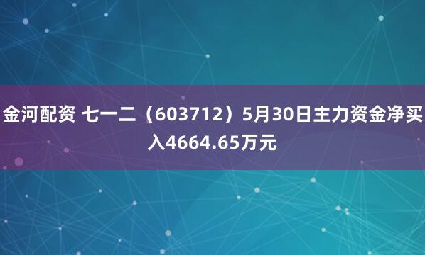 金河配资 七一二（603712）5月30日主力资金净买入4664.65万元